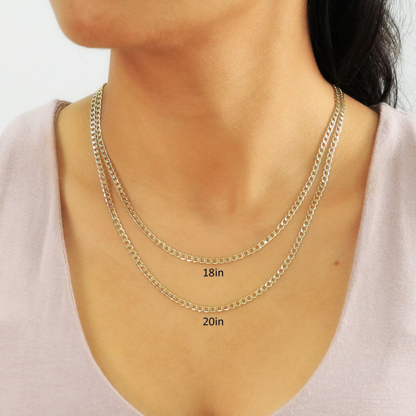 Nuragold Halskette mit Anhänger, 14 Karat Gelbgold, 3,5 mm, kubanische Panzergliederkette, Herren- und Damenschmuck, 40,6 cm, 45,7 cm, 50,8 cm, 55,9 cm, 61 cm, 66 cm, 71 cm