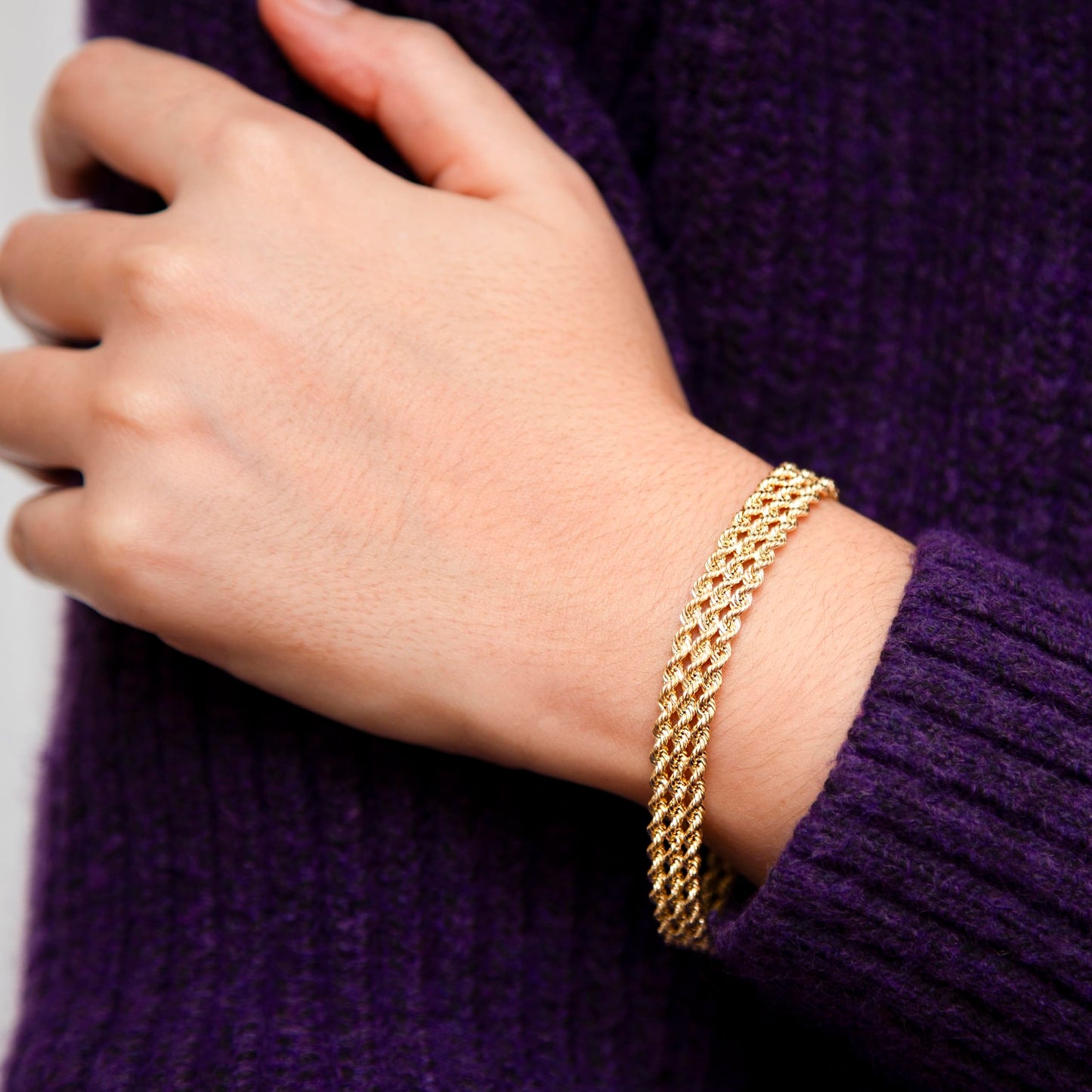 CARISSIMA Gold 9 Karat Gold 3-strängiges Seilarmband von 18 cm/7 für Damen (Gelb, 7 Zoll)