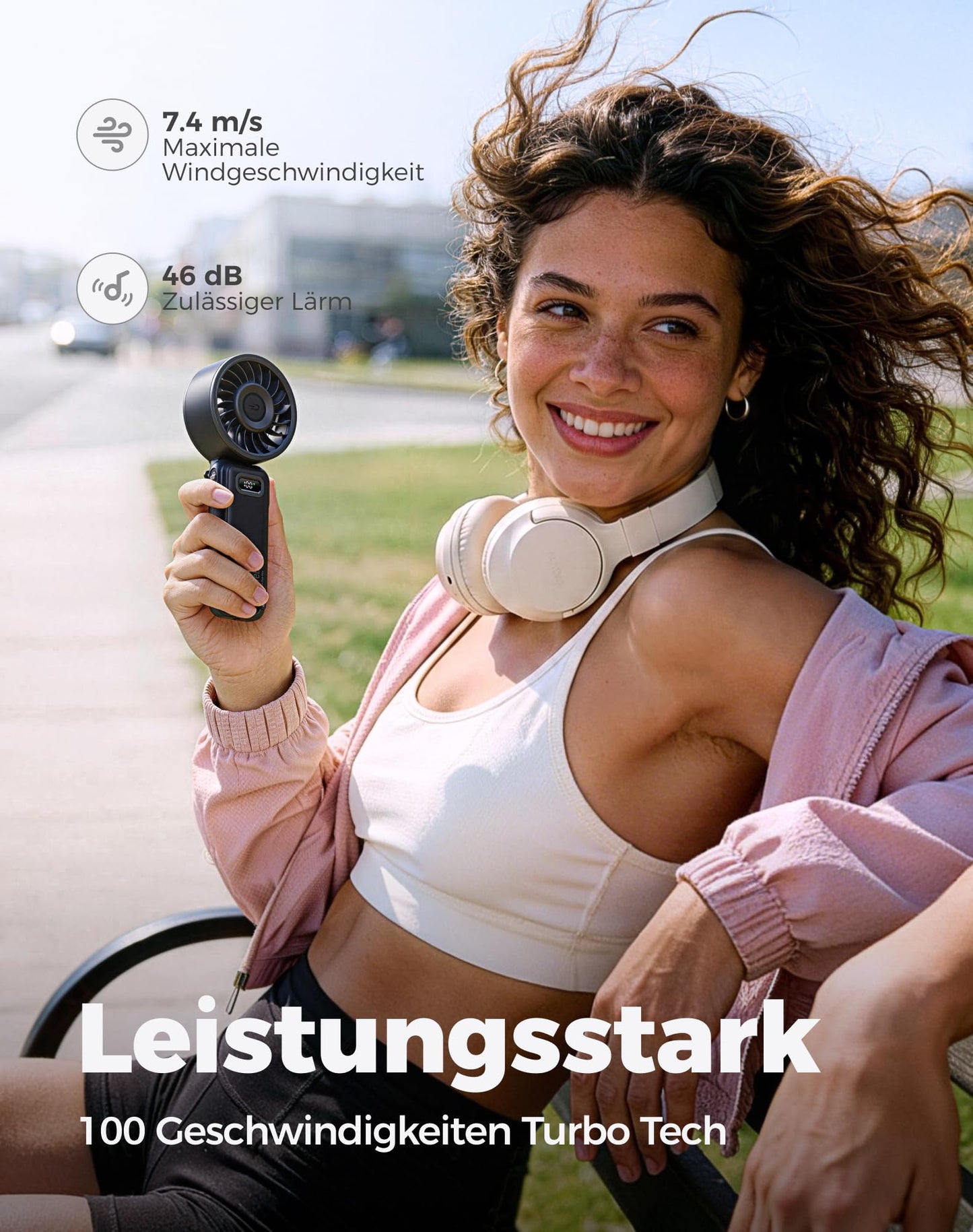 Diveblues - Handventilator Akku Aufladbar - 100 Stunfen Mini Ventilator Leistungsstarker Luftstrom mit Turbo-Technologie, 4 in 1 Tragbarer Ventilator 180° Faltbarer Bis zu 12 Stunden Kühlung