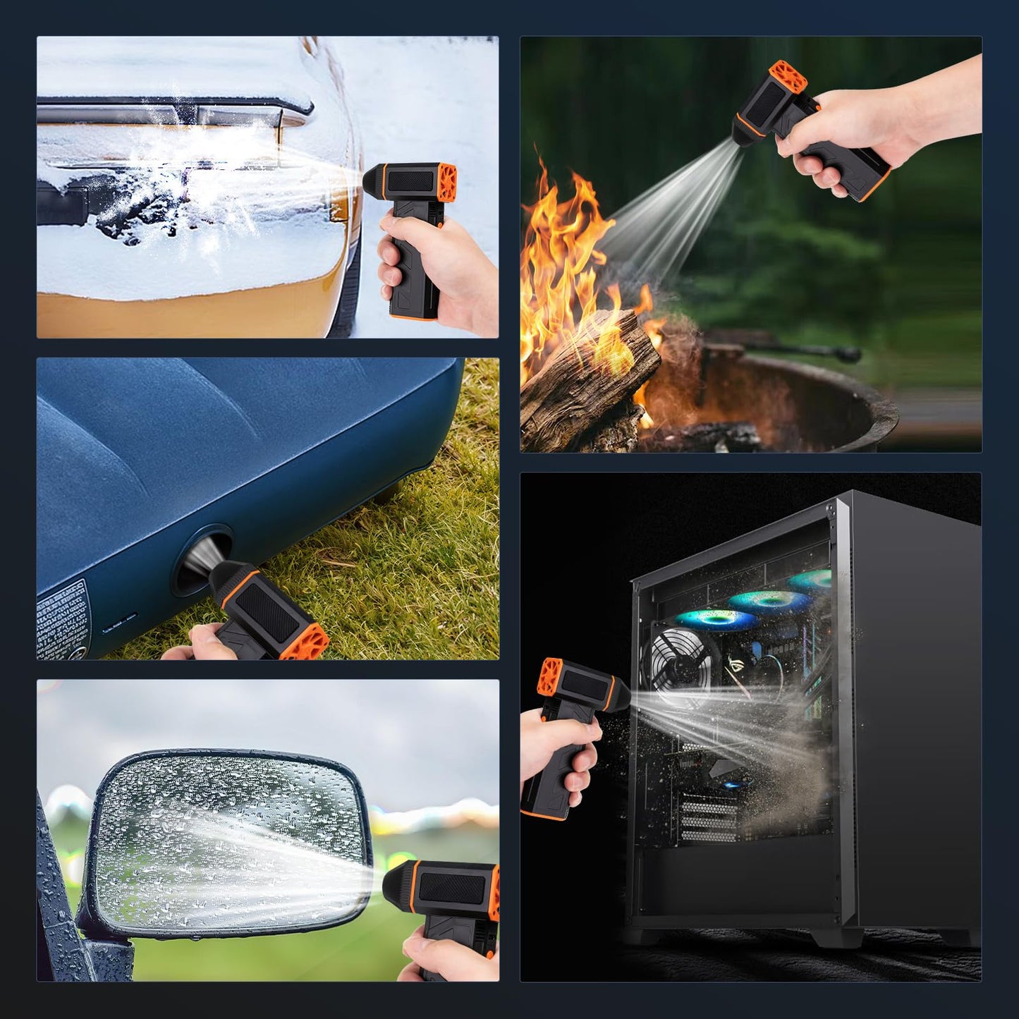 Electric Air Duster Compressed Air 3-Gang 130,000 U/min Elektrischer Staubgebläse Mini-Gebläse mit Akku Super Power Turbo Bläser für Computer Tastatur Haus Outdoor und Auto