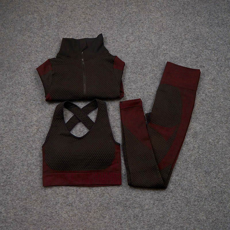 Dreiteiliger Stretch-Fitnessanzug für Sport und Yoga