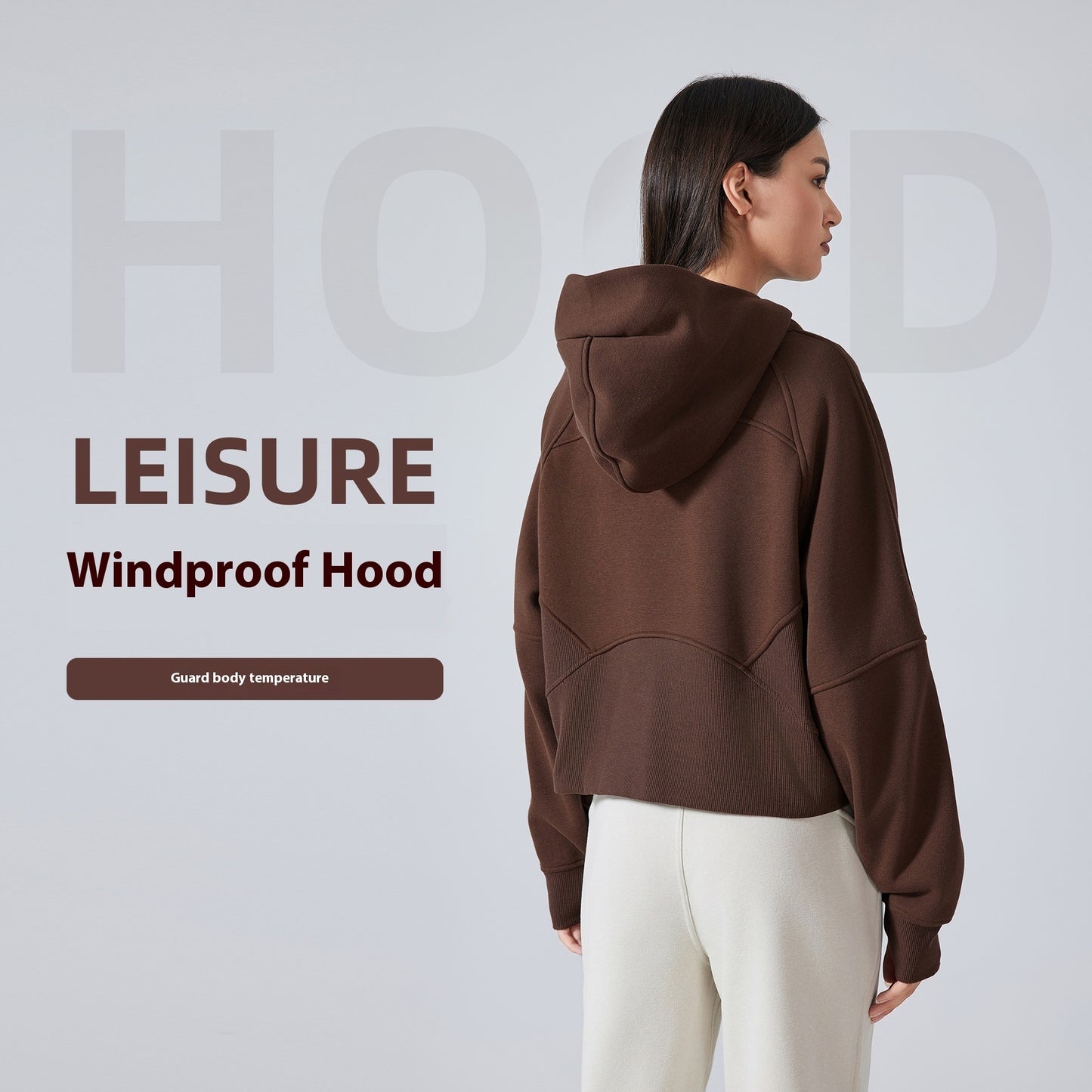 Fleece-Reißverschluss mit Kapuze, Sportjacke, lockere Yoga-Kleidung