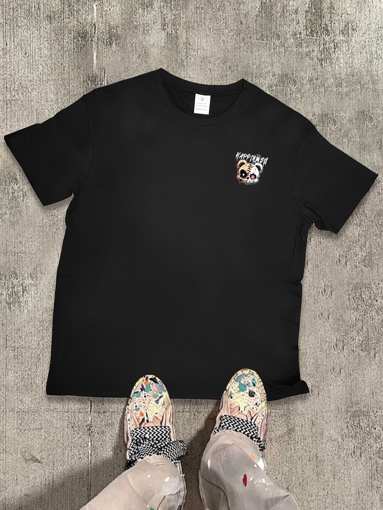 T-Shirt mit Rundhalsausschnitt und Bären-Print aus Polyester im lässigen Sommer-Strickstoff