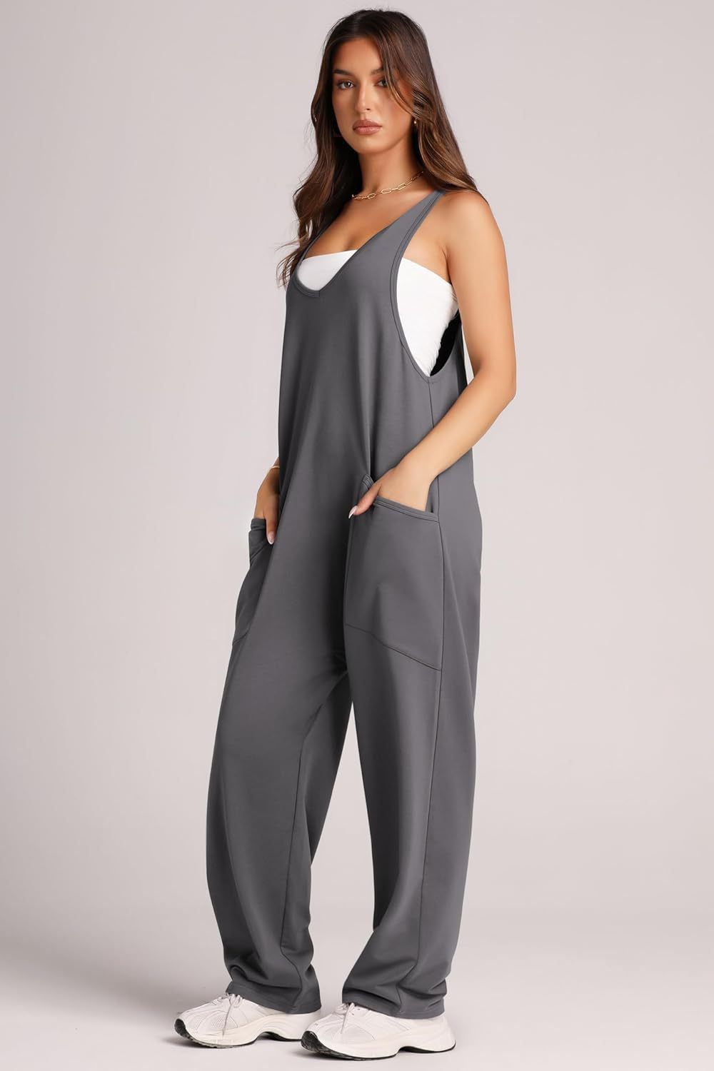 Lässiger Strick-Overall mit Weste und Tasche