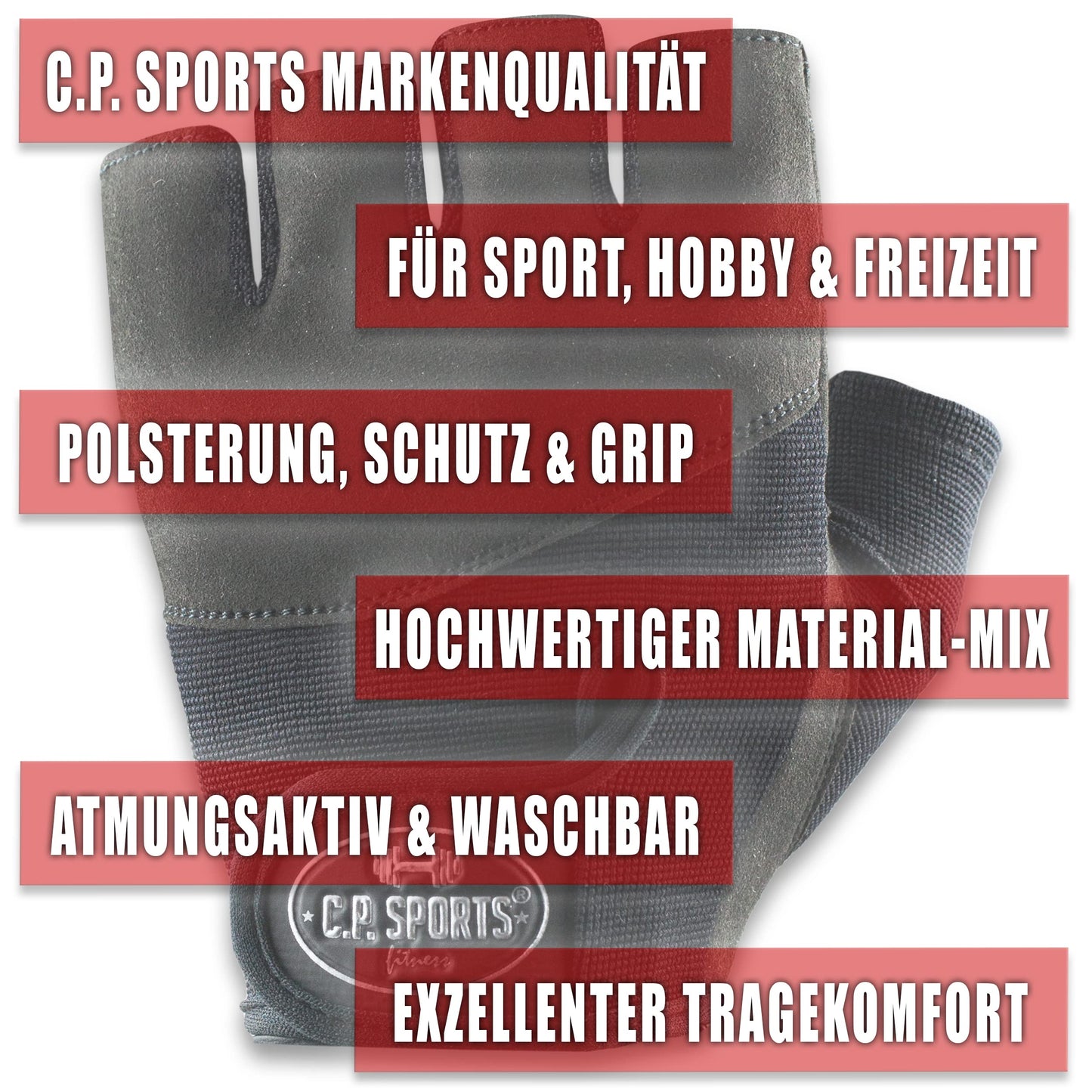 CPSports Iron-Handschuh Komfort | gepolsterte Trainingshandschuhe Herren und Damen | Handschuhe für Kraftsport, Krafttraining, Bodybuilding, Gym, Fitness, Sport oder Fahrradhandschuhe | Größe M