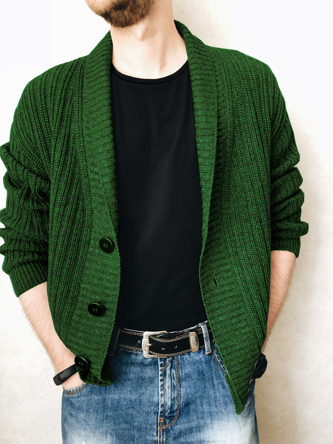 Herren Strickjacke Pullover Langarm Urban V-Ausschnitt Herren Strickwaren