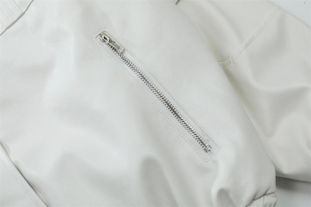 Lace-up Design Sense Motorcycle Clothing Leather Coat Men's Rock Loose PU Leather Jacket