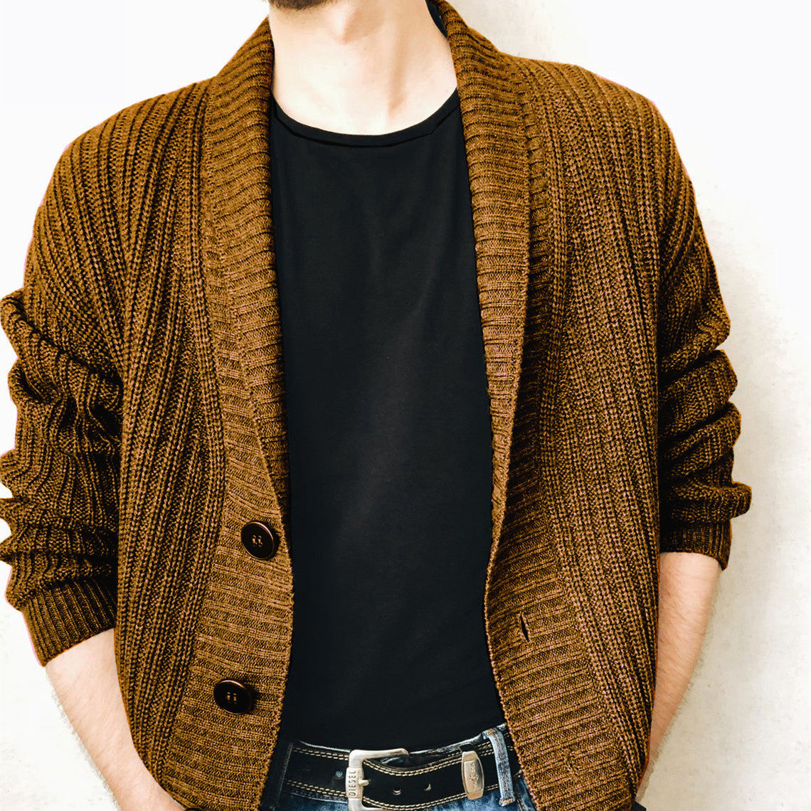 Herren Strickjacke Pullover Langarm Urban V-Ausschnitt Herren Strickwaren