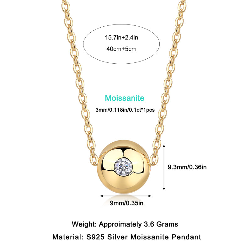 Good Fortune Flows - A Fashionable And Trendy Necklace Pendant Set With Top-quality Moissanite S925 And Silver Plated With Gold Can Be Tested With A Diamond Pen.