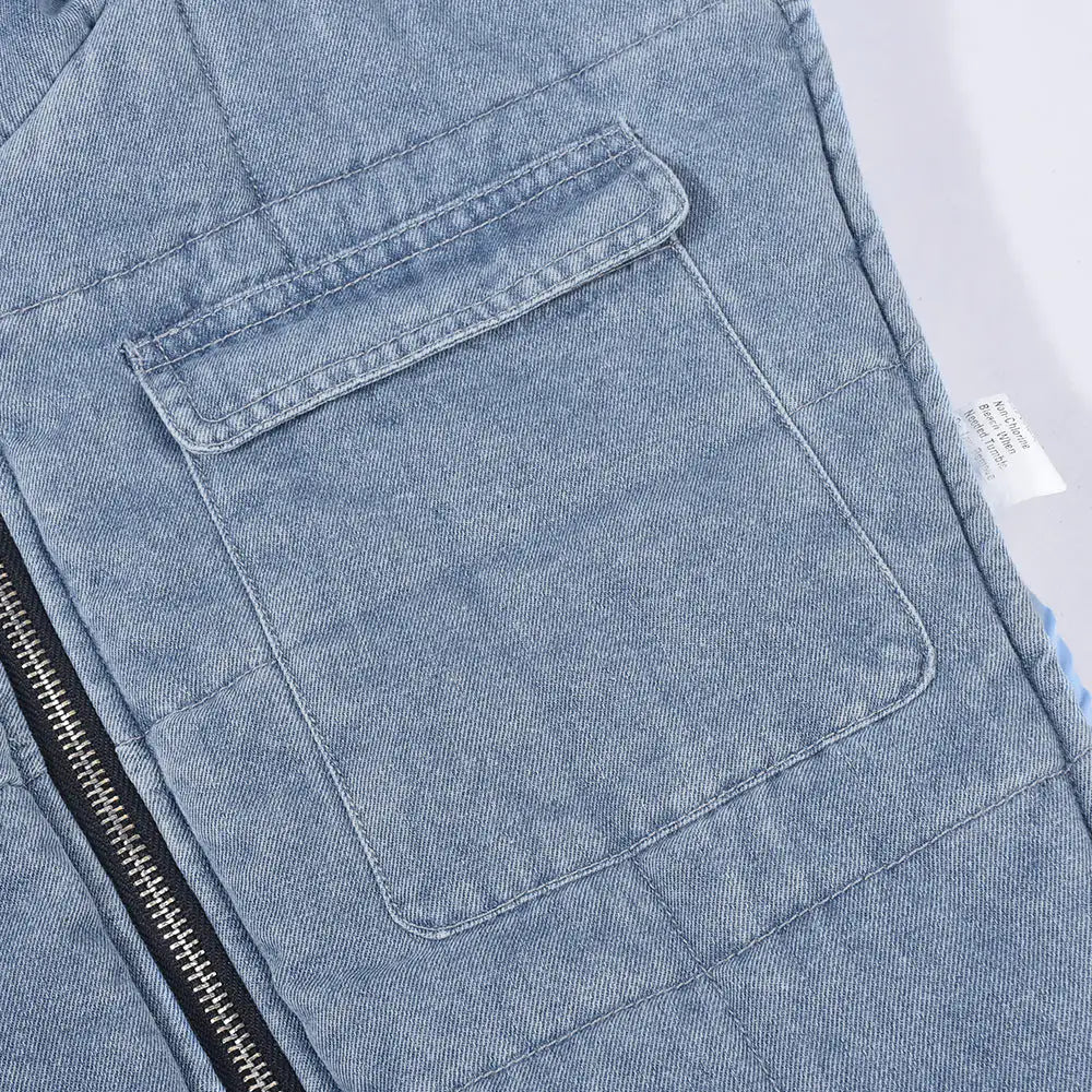 Hooded Denim Vest Jacket