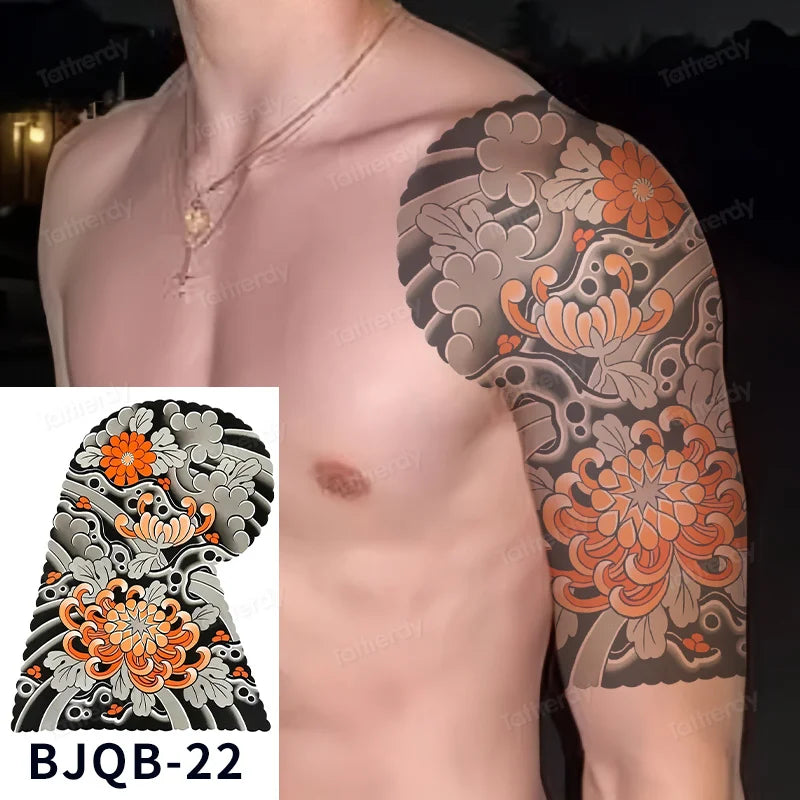 Men Super Large Chest Temporary Tattoo Stickers Full Arm Sleeve Body Art Muscle Adult Tattoo Waterproof Totem Tribal Dragon