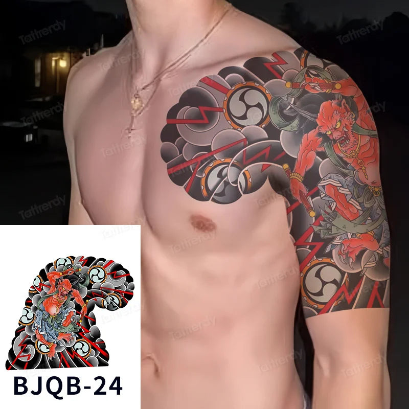 Men Super Large Chest Temporary Tattoo Stickers Full Arm Sleeve Body Art Muscle Adult Tattoo Waterproof Totem Tribal Dragon