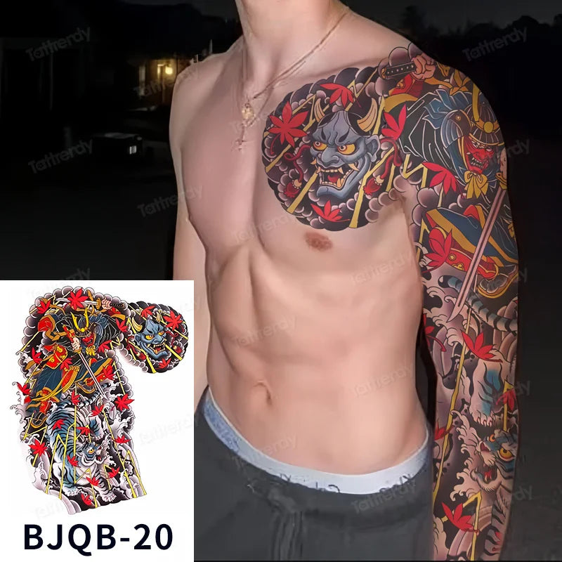 Men Super Large Chest Temporary Tattoo Stickers Full Arm Sleeve Body Art Muscle Adult Tattoo Waterproof Totem Tribal Dragon