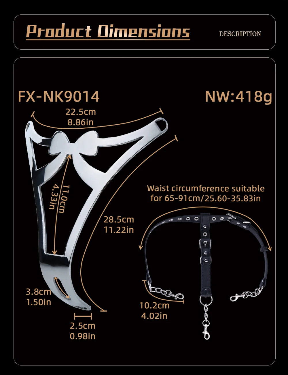 New Design Butterfly Design Female Metal Chastity Belt, Adjustable Stainless Steel Bondage Device for Women