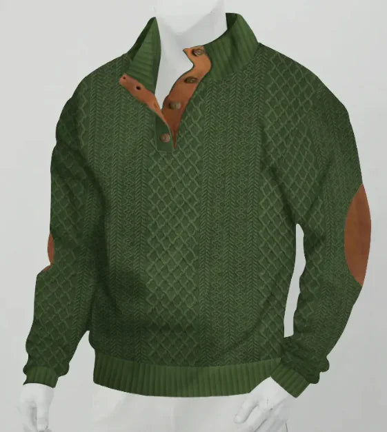 Jacquard-Strickpullover mit Stehkragen und langen Ärmeln