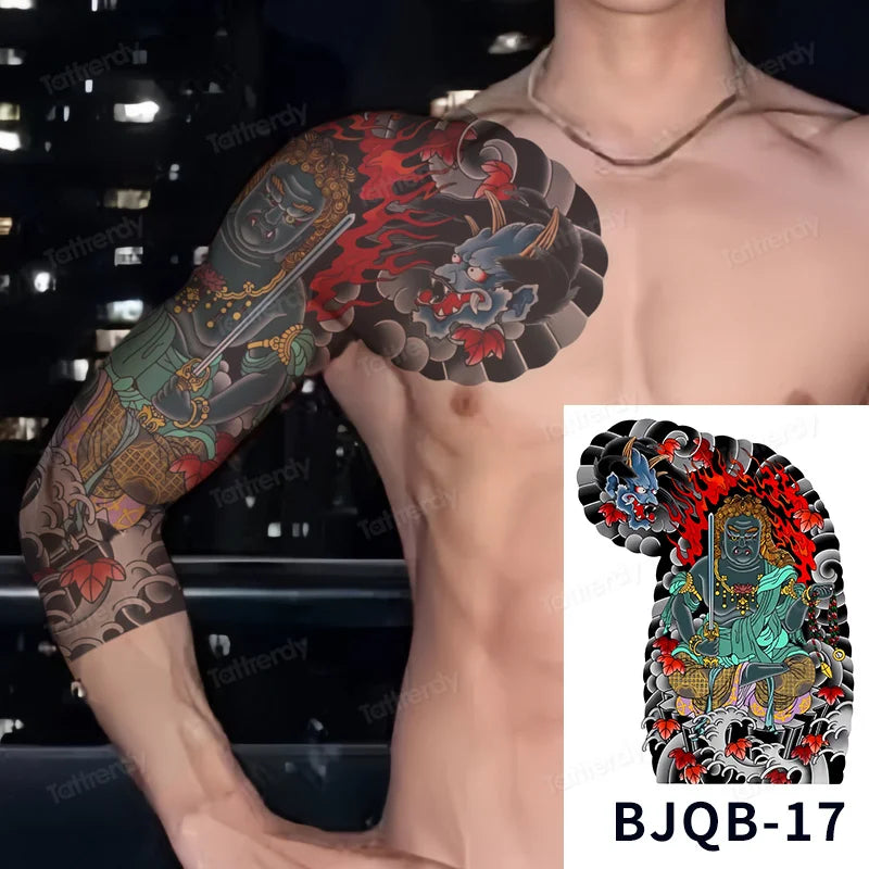 Men Super Large Chest Temporary Tattoo Stickers Full Arm Sleeve Body Art Muscle Adult Tattoo Waterproof Totem Tribal Dragon