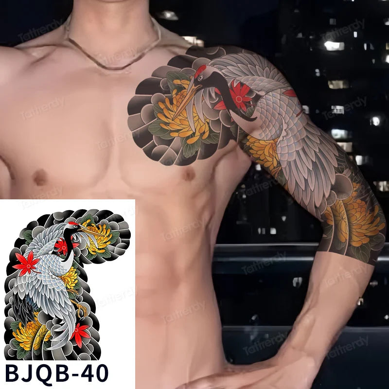 Men Super Large Chest Temporary Tattoo Stickers Full Arm Sleeve Body Art Muscle Adult Tattoo Waterproof Totem Tribal Dragon