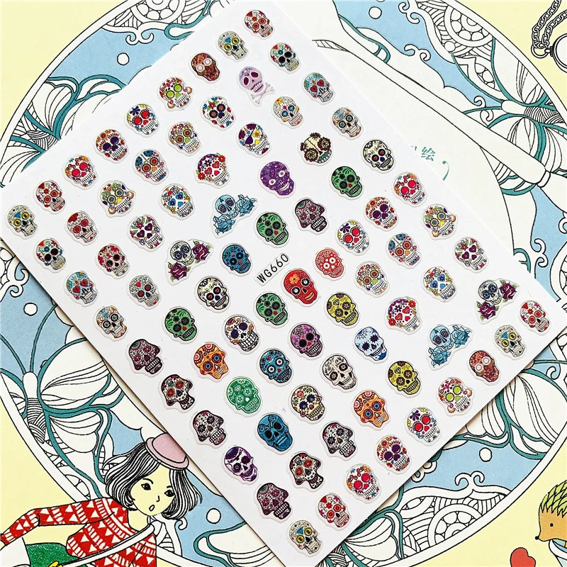 MG201011-38 WG661 Skull head snake sexy woman  3D Back glue Nail Art Stickers Decals Sliders Nail ornament decoration