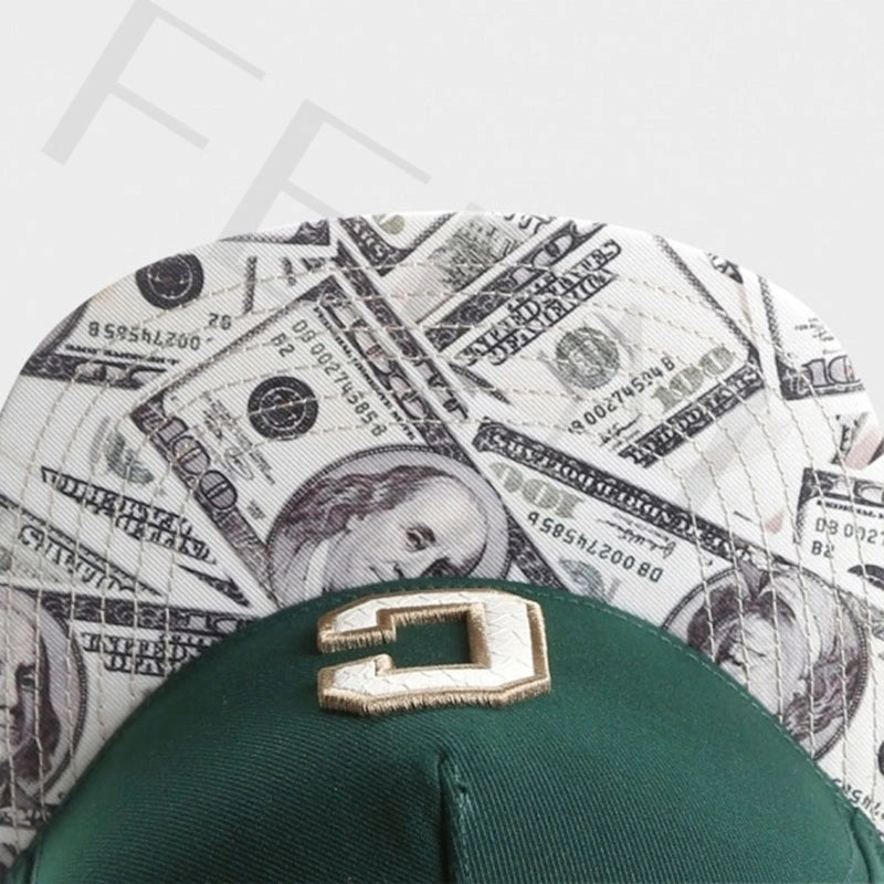 FEI M Fashion GLD CEE BENJAMINS Verstellbare Snapback-Kappe, grüner Buchstabe C, Baseballkappe für Erwachsene, lässig, Sport, Sonne, Basketballmütze, 5