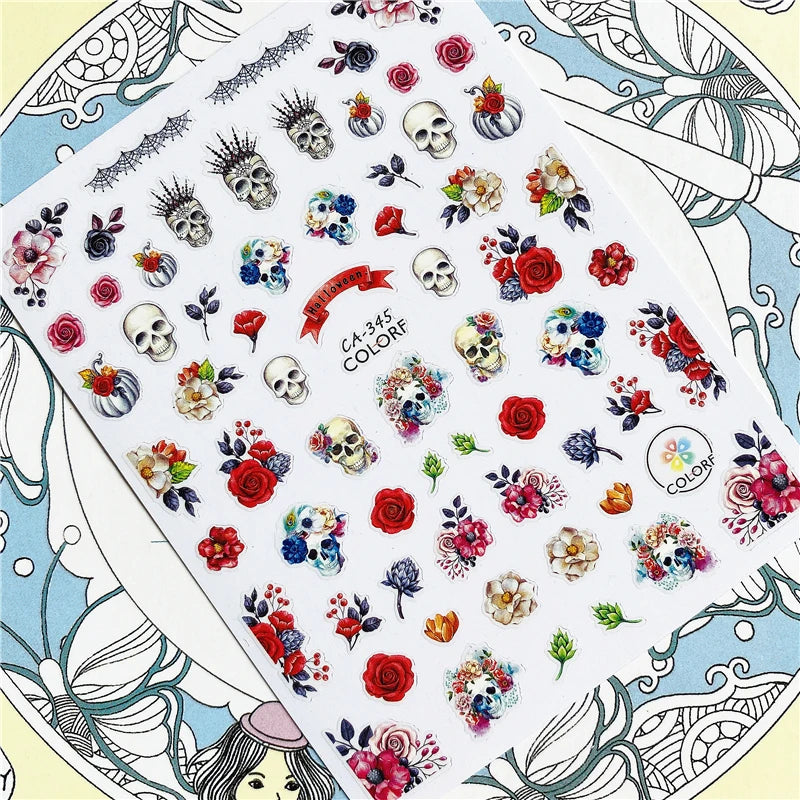 MG201011-38 WG661 Skull head snake sexy woman  3D Back glue Nail Art Stickers Decals Sliders Nail ornament decoration