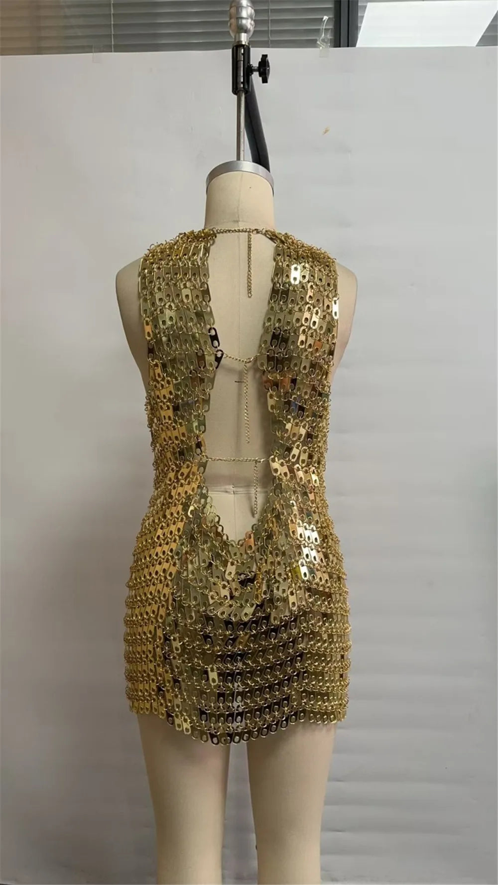 New Style Club Party Women's Clothing Sexy Slim-fit Spaghetti Strap Tea-Length Illusion Shiny Sequin Dress