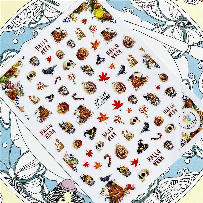 MG201011-38 WG661 Skull head snake sexy woman  3D Back glue Nail Art Stickers Decals Sliders Nail ornament decoration