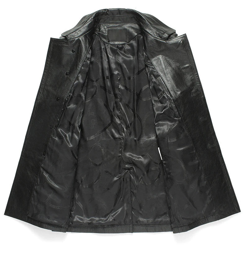 Mauroicardi Herbst Schwarz Pu Leder Trenchcoat für Frauen Langarm Zweireiher Elegante Luxus Britischen Stil Mode 2021