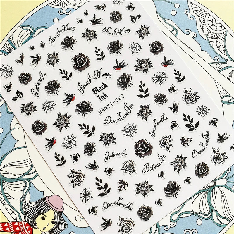 MG201011-38 WG661 Skull head snake sexy woman  3D Back glue Nail Art Stickers Decals Sliders Nail ornament decoration