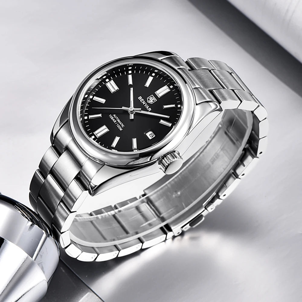 BENYAR Neue Taucheruhr für Männer 10Bar wasserdichte Herren Mechanische Armbanduhren Luxus Edelstahl Automatikuhren