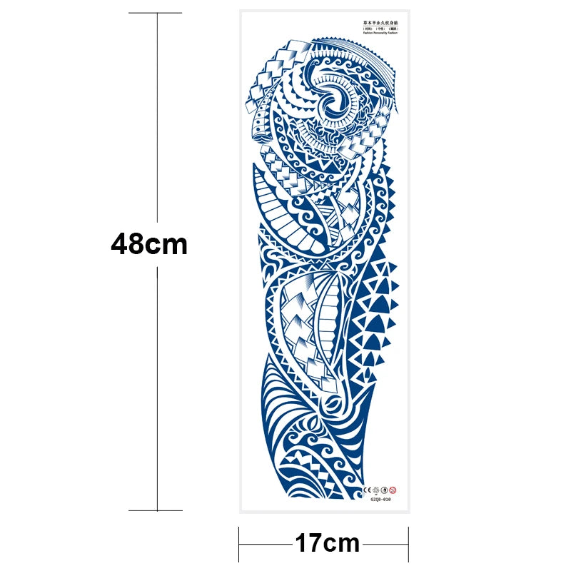 Full Arm Sleeve Temporary Tattoos Juice Ink Lasting Semi Permanent Body Art Sexy Large Fake Tattoo for Men Women Adult Beauty