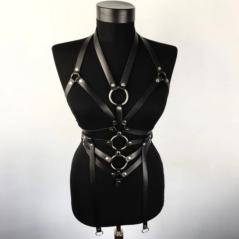 Women's Mesh Bondage Bodysuit with Waist-Cincher & Chest Restraint Lingerie Set for BDSM Role-Play