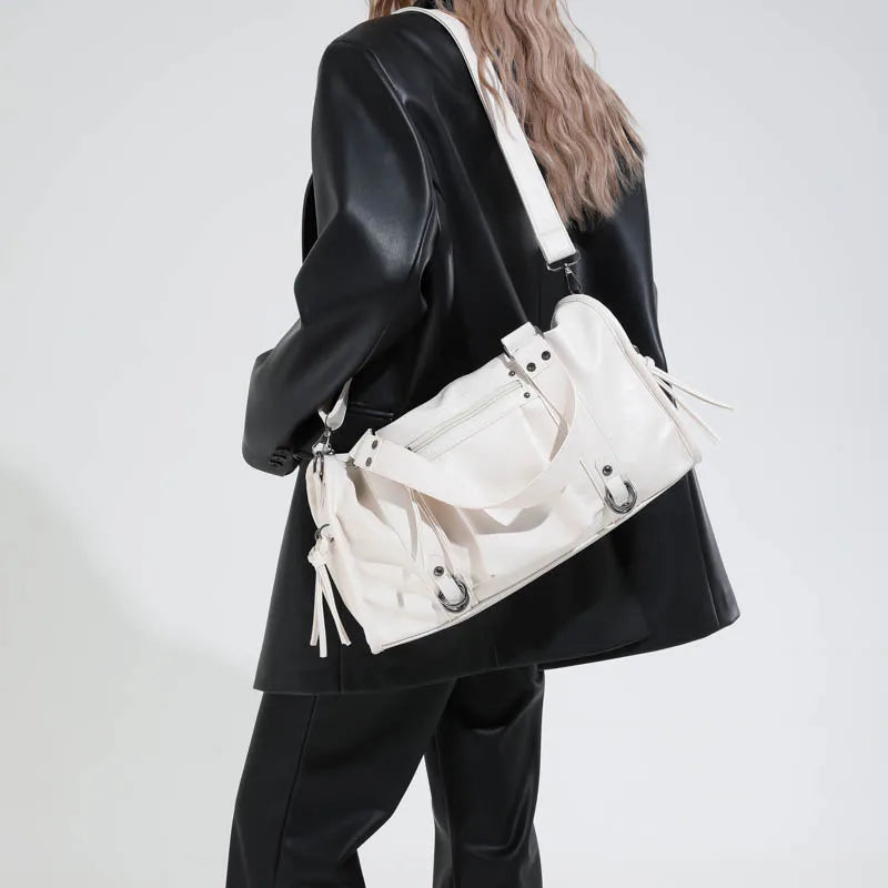 Large Capacity Women PU Leather Handbags Tote Bags Casual Female Rivet Big Shoulder Messenger Bags Fashion Zipper Crossbody Bag