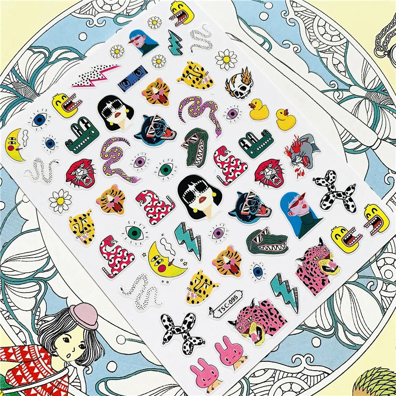 MG201011-38 WG661 Skull head snake sexy woman  3D Back glue Nail Art Stickers Decals Sliders Nail ornament decoration