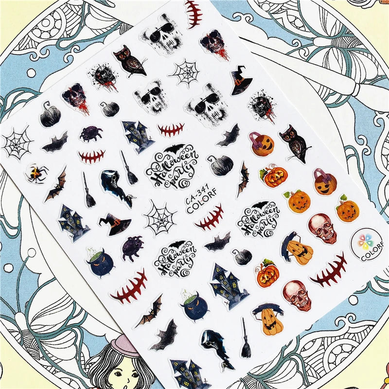 MG201011-38 WG661 Skull head snake sexy woman  3D Back glue Nail Art Stickers Decals Sliders Nail ornament decoration