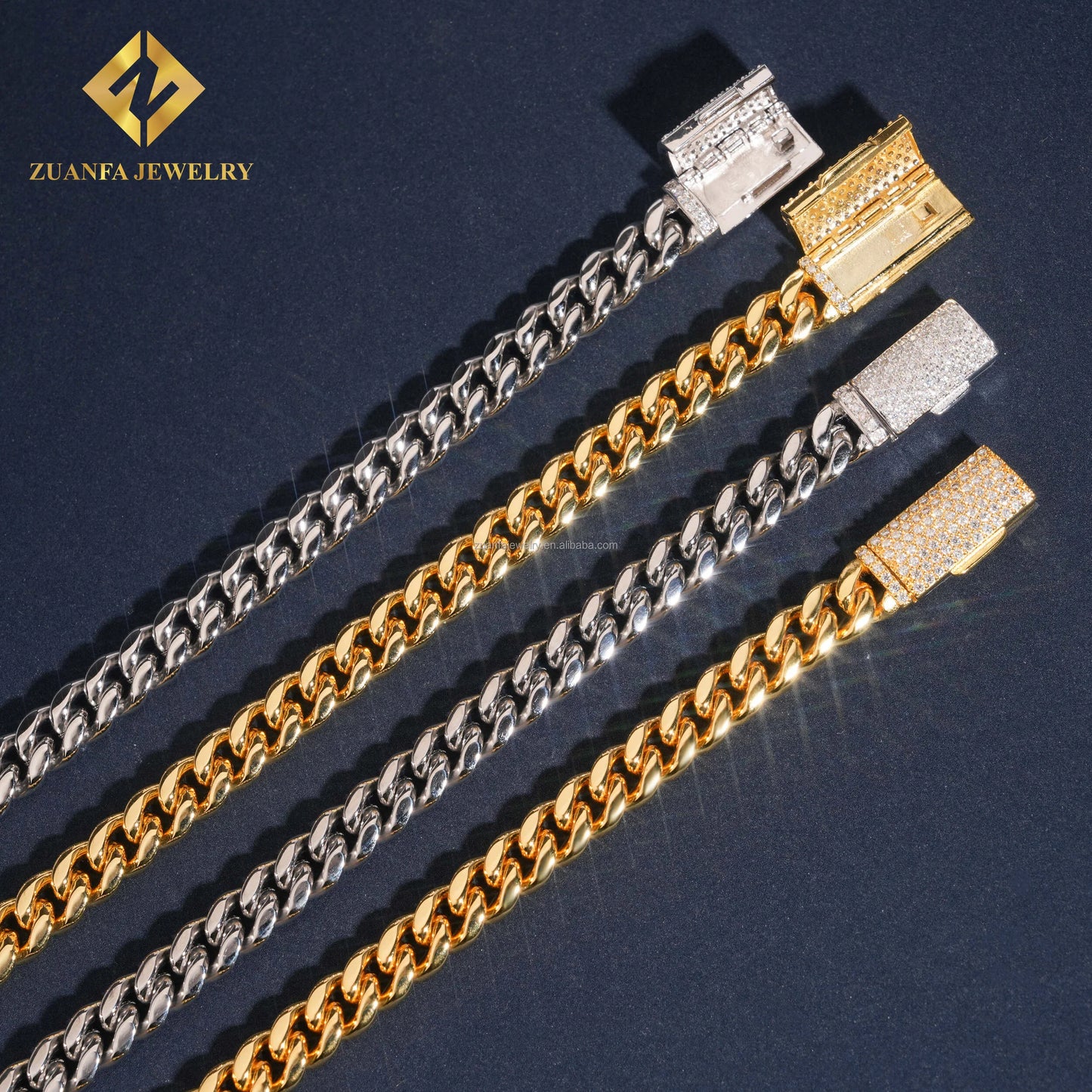 Hot Selling 8mm Iced Out Man Hip Hop Jewelry  14k Gold Plated 316L VVS1 Moissanite Diamond Miami Plain Chain Cuban Link Chain