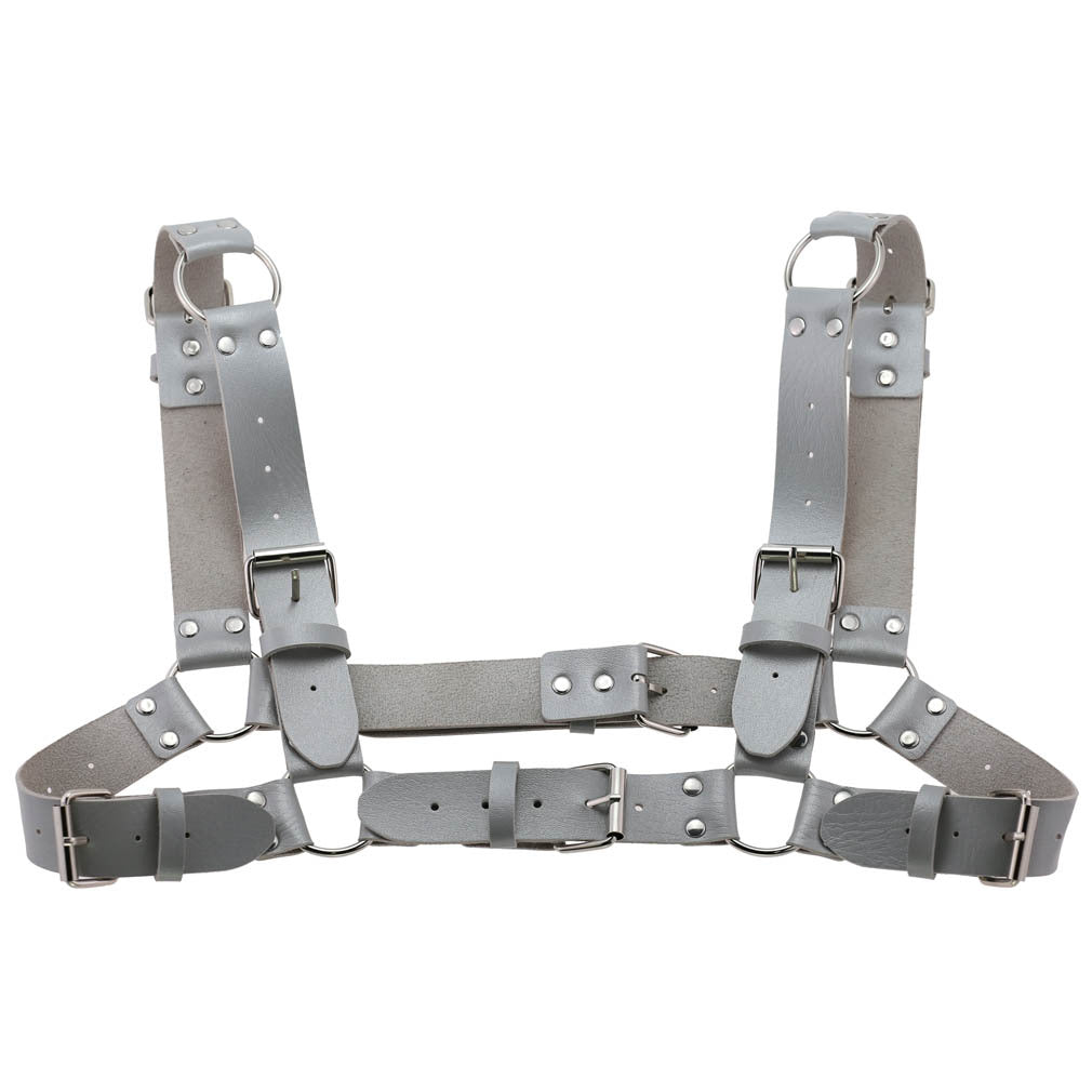 Women Men Sexy Punk Chest Harness Adjustable Caged Metal Body Chain PU Leather Choker Statement Necklace Party Clubwear