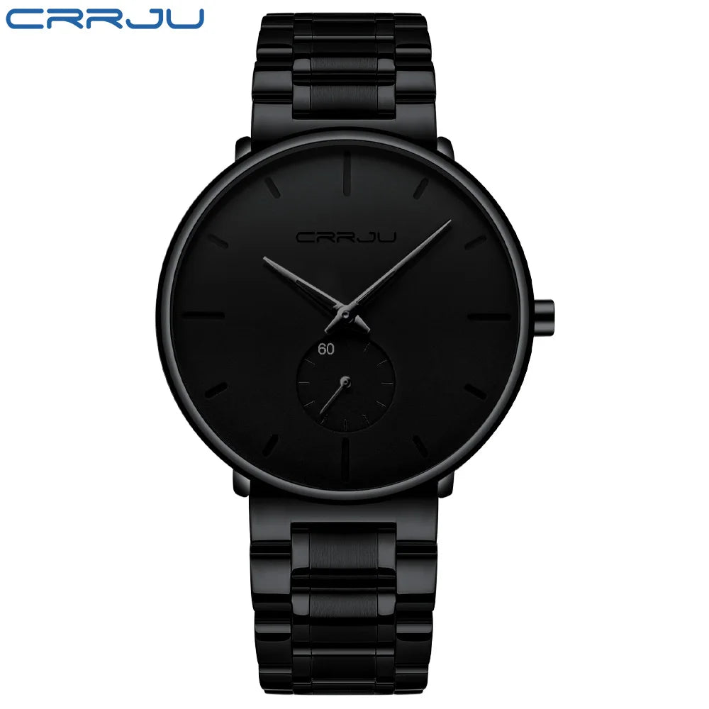 CRRJU Mens Watches Stainless Steel Men's Wrist Watch Casual Luxury Waterproof Sport Watch for Men Quartz Watch Relogio Masculino