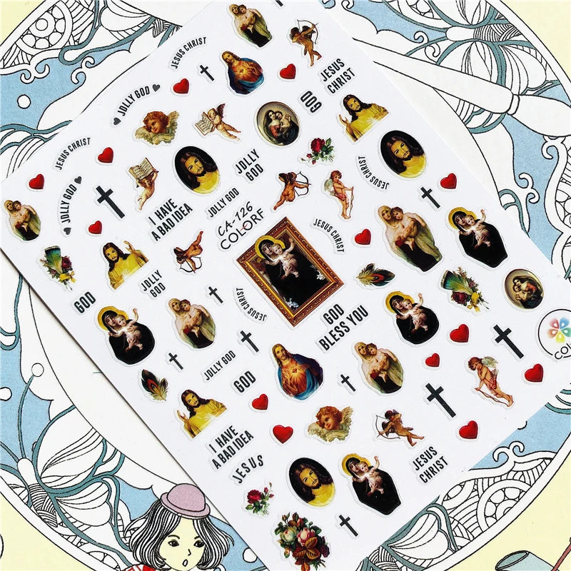 MG201011-38 WG661 Skull head snake sexy woman  3D Back glue Nail Art Stickers Decals Sliders Nail ornament decoration