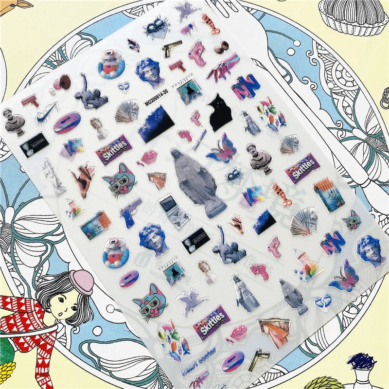 MG201011-38 WG661 Skull head snake sexy woman  3D Back glue Nail Art Stickers Decals Sliders Nail ornament decoration