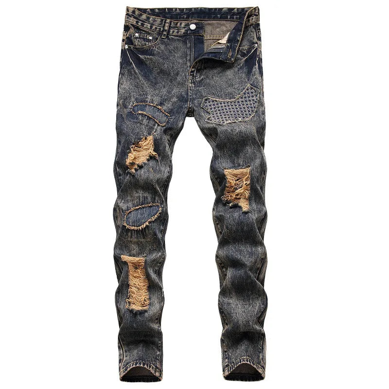 2020 High Quality Men Casual Jeans Coated Slim Straight Pleated Biker Jeans Pants Male Denim Casual Pants Plus Size 42