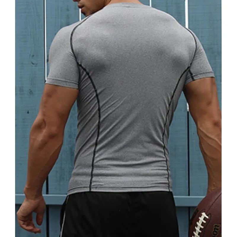 Herren-T-Shirt mit Aufdruck, schnelltrocknend, Fitness, Outdoor-Sport, Laufen, Klettern, kurzärmelig, Strumpfhose, Bodybuilding-Oberteile, Corest-T-Shirt