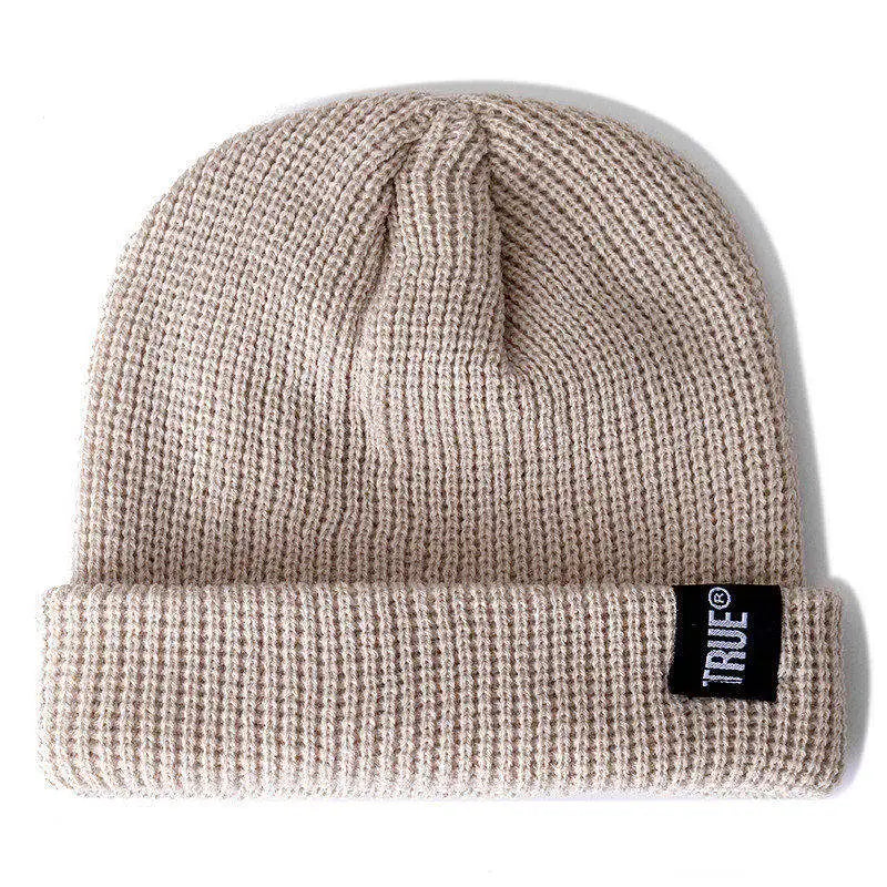 Hot Sale Daily Short Beanie Hat Unisex Sailor Style Winter Hat Men Women Ribbed Knitted Melon Cap True Letter Baggy Skull Hat