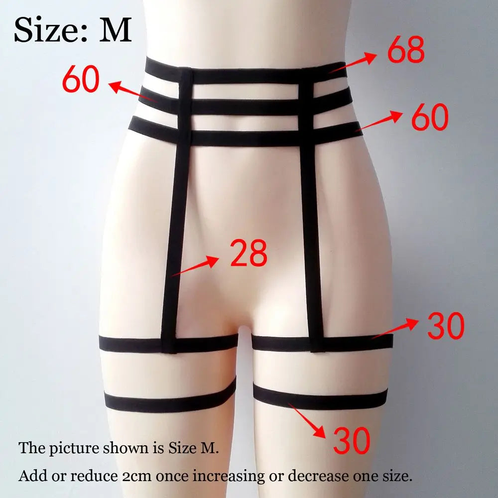Women Underwear Cage Suspender Strap Harness Sexy Leather Thigh Leg Garter Belt Hollow Goth Erotic Lingerie Waistband Bondage