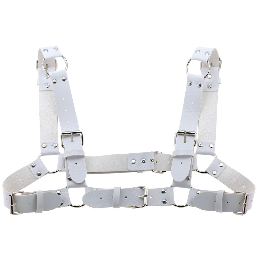 Women Men Sexy Punk Chest Harness Adjustable Caged Metal Body Chain PU Leather Choker Statement Necklace Party Clubwear