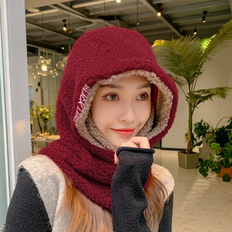 Lamb Fluffy Hat Women Autumn And Winter Korean Style Warm Ear Protection Knitted Hat Thickened Antifreeze Cycling Hat