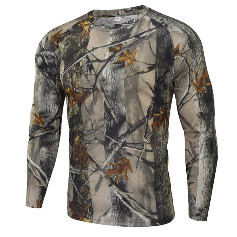 New Long Sleeve T shirts Men Outdoor Tactical Training Camouflage T-shirt Quick Dry Camo Tshirt Hunting Hiking Camping Tee Shirt