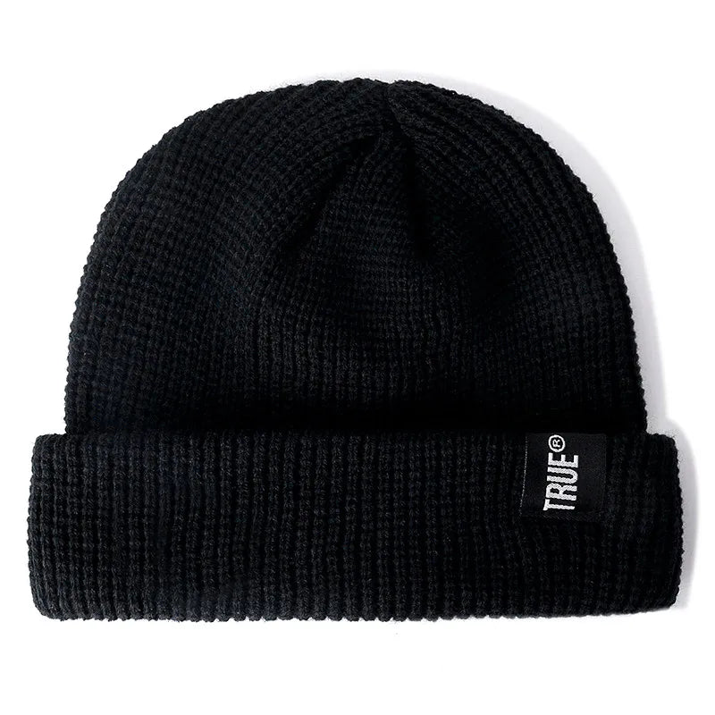 Hot Sale Daily Short Beanie Hat Unisex Sailor Style Winter Hat Men Women Ribbed Knitted Melon Cap True Letter Baggy Skull Hat