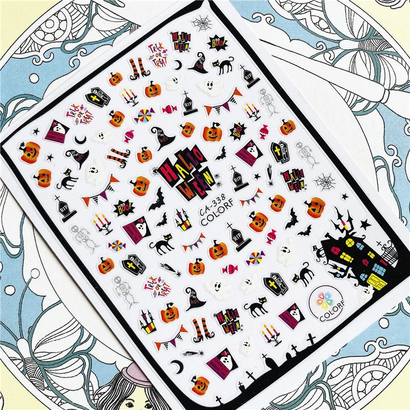 MG201011-38 WG661 Skull head snake sexy woman  3D Back glue Nail Art Stickers Decals Sliders Nail ornament decoration