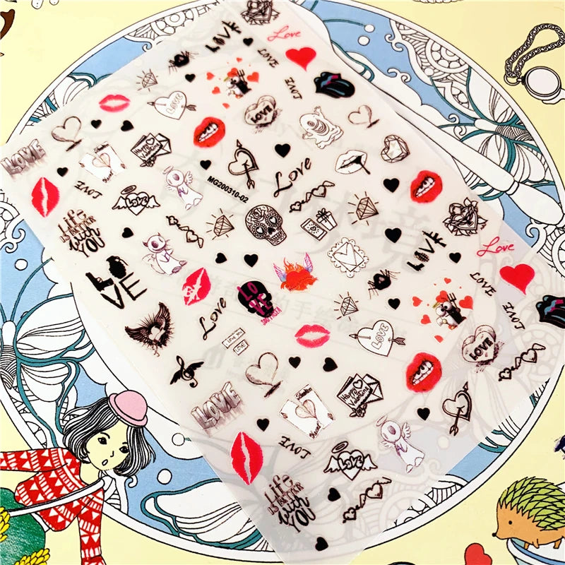 MG201011-38 WG661 Skull head snake sexy woman  3D Back glue Nail Art Stickers Decals Sliders Nail ornament decoration