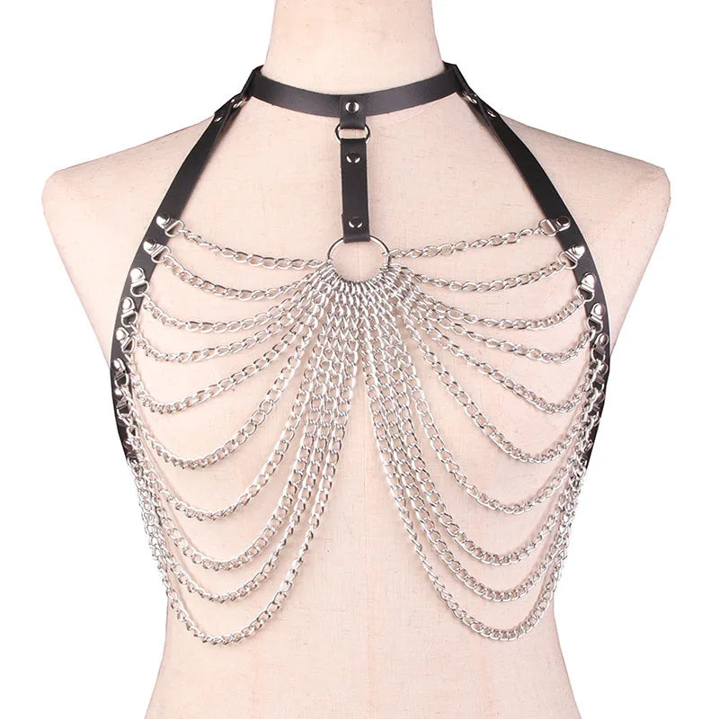 Sexy Body Harness Chain Bra Chest Waist Belt Witch Goth Leather Punk Metal For Women/Girl Erotic Accessories
